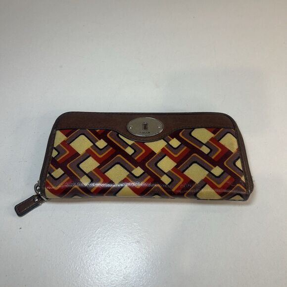 Fossil Key Per Women's Zip Wallet Retro Look Zipper Organizer - Picture 1 of 9